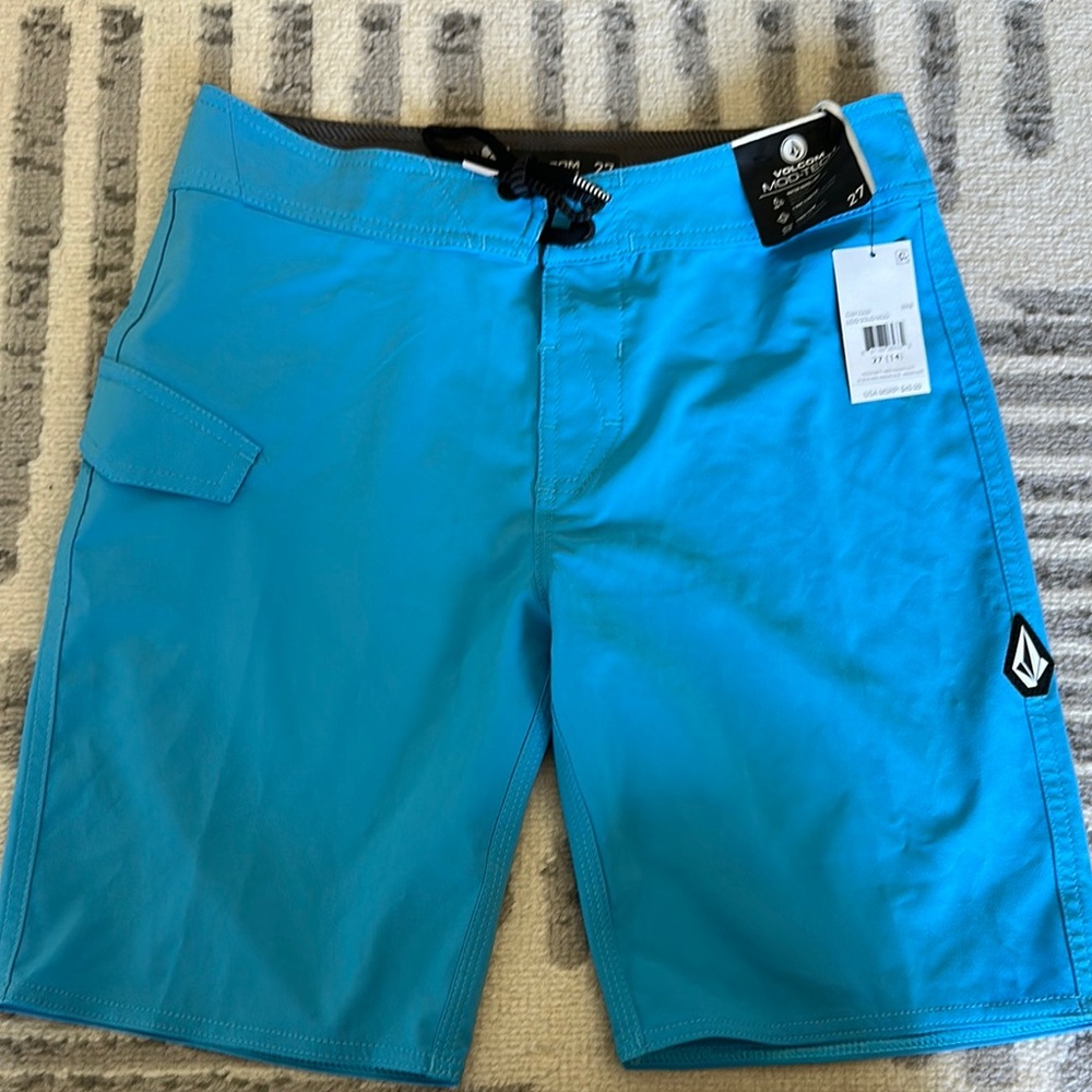 NWT Volcom Boy’s Blue Swim Shorts size 27 - Picture 2 of 5